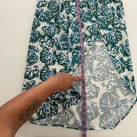 C/MEO Collective Green Asymmetrical Midi Length Skirt Size S tropical botanical - Picture 9 of 11